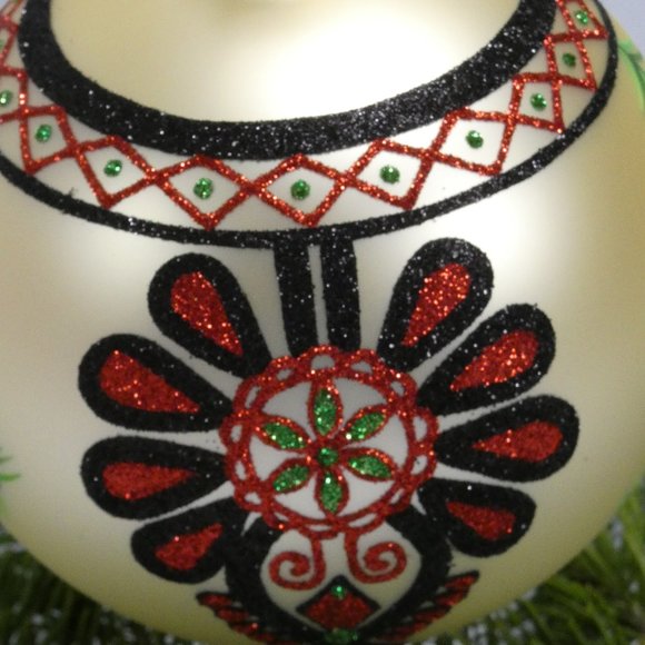 "POLISH GALLERY" Polish Folk Art Christmas Ornament Hand Made Glass Ball 5 In - Picture 4 of 6
